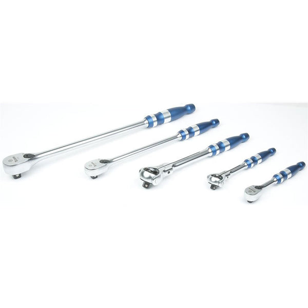 5 PIECE 90 TOOTH SWIVEL AND FLAT HEAD RATCHET SET