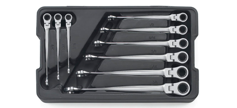 9PC SAE X-BEAM FLEX HEAD RATCHETING WRENCH SET