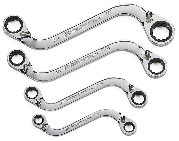 4PC REVERSIBLE S-SHAPED RATCHET SET RATCHETING WRENCH SET